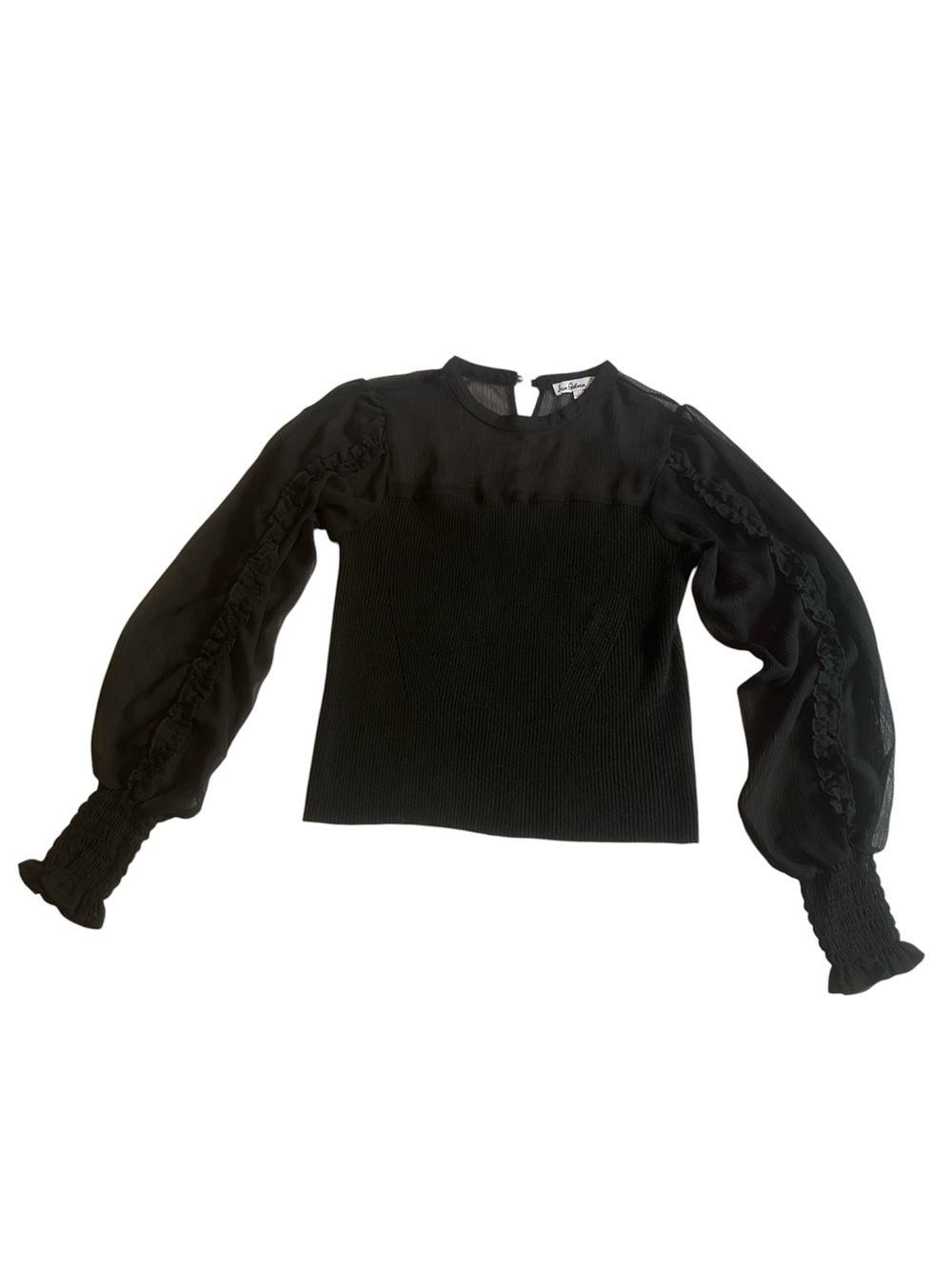 Sam Edelman Women’s Julian Sheer Ruffled Sleeve Sweater Top Size L